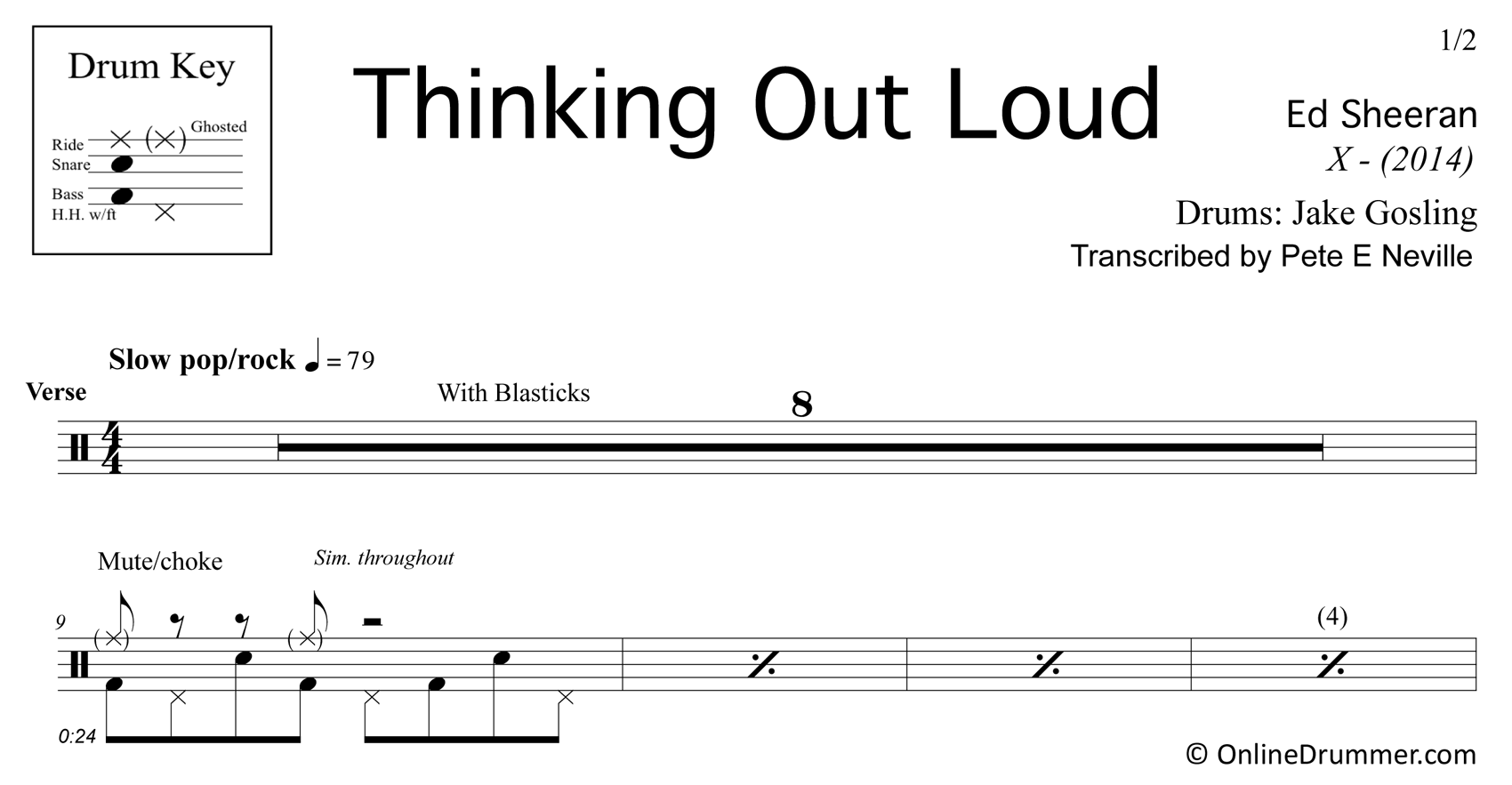 Thinking Out Loud Ed Sheeran Drum Sheet Music OnlineDrummer Thinking Out Loud Ed Sheeran Drum Sheet Music OnlineDrummer