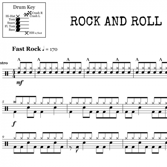 Rock And Roll Led Zeppelin Drum Sheet Music Onlinedrummer Com