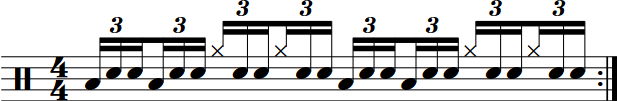 Drum notation for the "Triplet Crossover Groove" drum lesson.