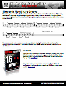 Sixteenth-Note Snare Groove - PDF Sixteenth-Note Snare Groove - PDF