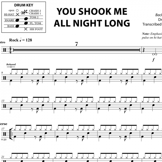 you shook me all night long bass tab