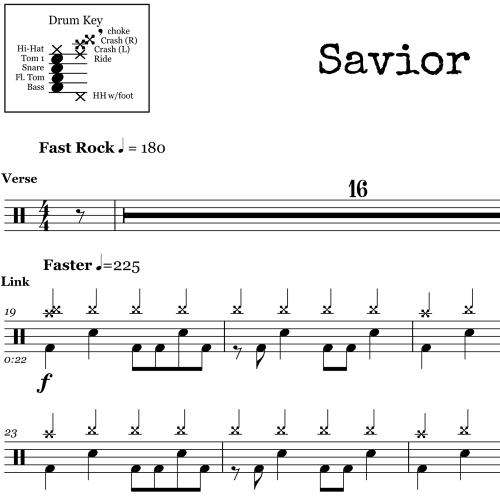 Savior - Rise Against - Drum Sheet Music | OnlineDrummer.com