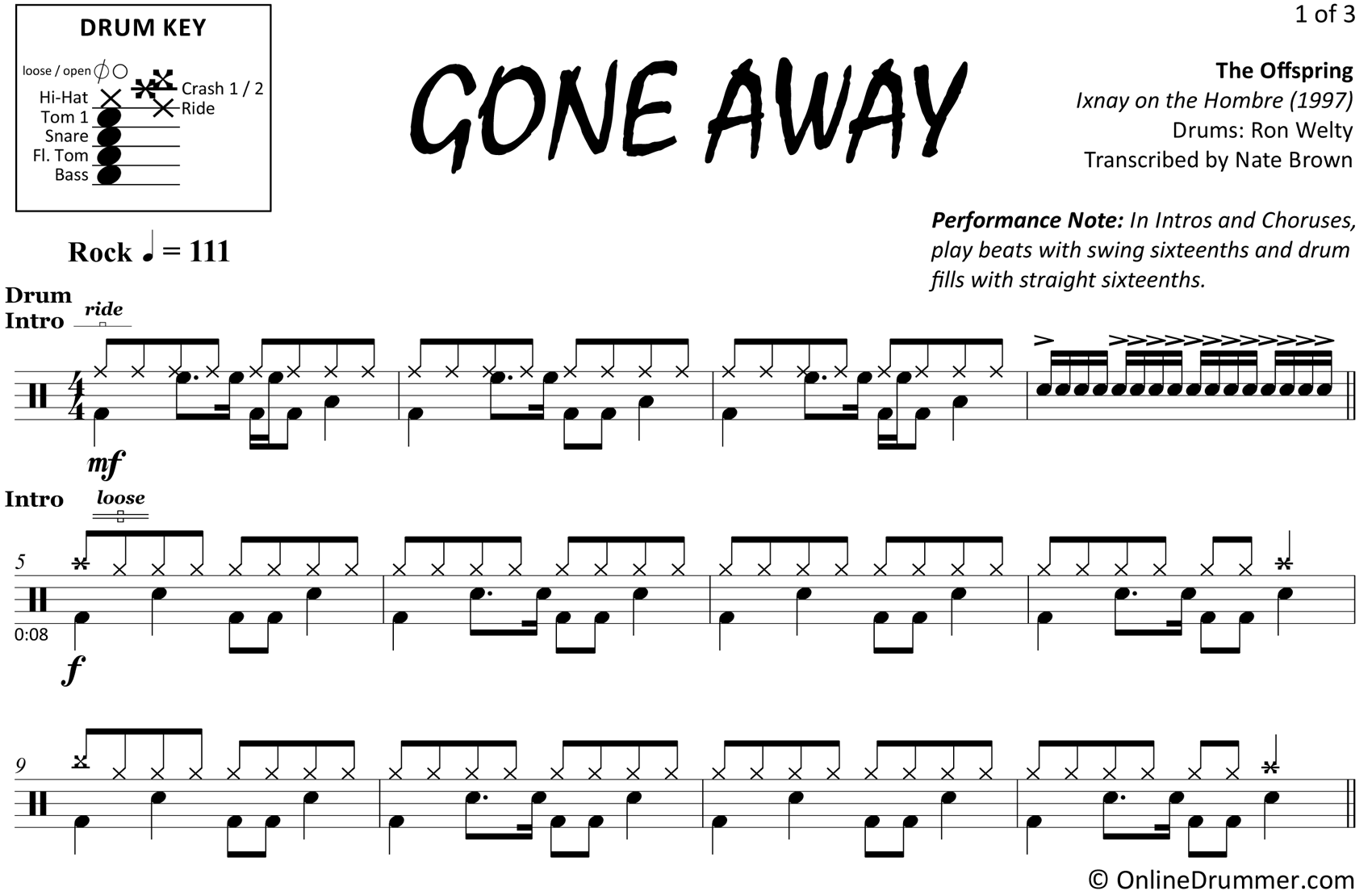 gone-away-the-offspring-drum-sheet-music-onlinedrummer