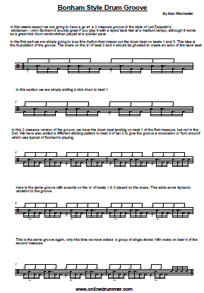 Bonham Style Drum Beat - Sheet Music Bonham Style Drum Beat - Sheet Music