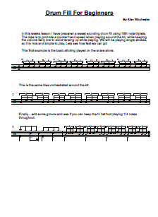 Cool Drum Fill For Beginners - Sheet Music Cool Drum Fill For Beginners - Sheet Music