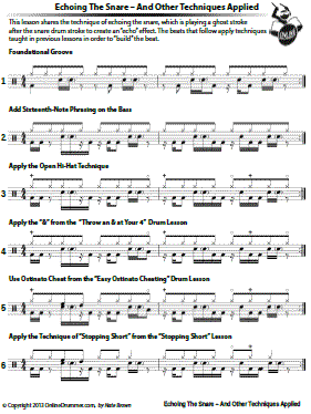 Echoing The Snare And Other Techniques Applied - Sheet Music Echoing The Snare And Other Techniques Applied - Sheet Music