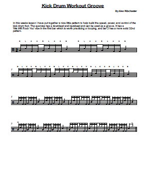 Cool Kick Drum Workout - Sheet Music Cool Kick Drum Workout - Sheet Music