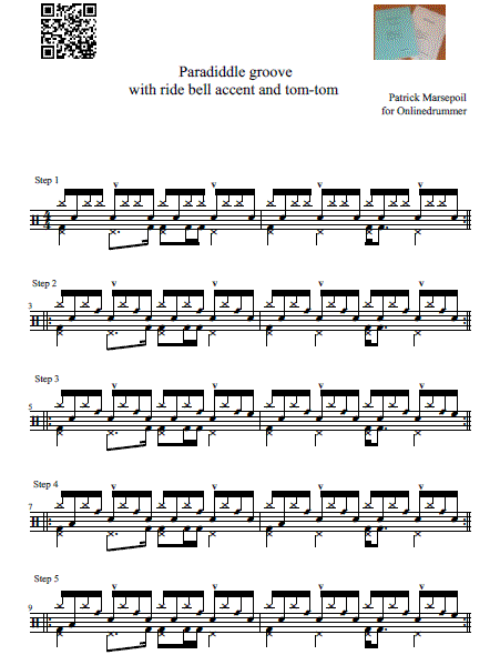 Paradiddle Groove With Ride Bell Accents Paradiddle Groove With Ride Bell Accents