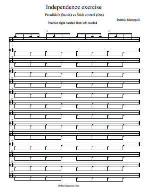Independence Warm-up Paradiddle vs Stick Control Independence Warm-up Paradiddle vs Stick Control