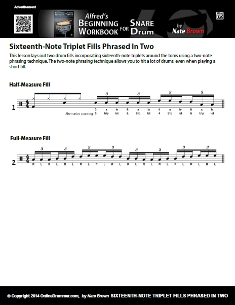 Sixteenth-Note Triplet Fills Phrased In Two - Sheet Music Sixteenth-Note Triplet Fills Phrased In Two - Sheet Music