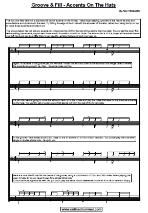 A Groove and Fill - With Accents on the Hats - Sheet Music A Groove and Fill - With Accents on the Hats - Sheet Music