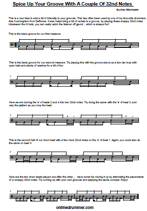Snappy 32nd Notes on Snare - Sheet Music Snappy 32nd Notes on Snare - Sheet Music